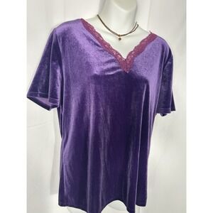 Jaclyn Smith Purple Velvet Top Size‎ L Whimsigoth Witchy Y2K Romantic